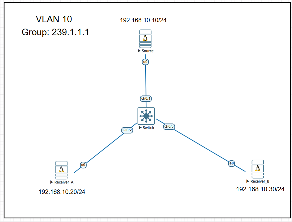 Multicast lab topology